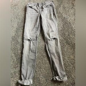 High rise grey Ripped Jeans